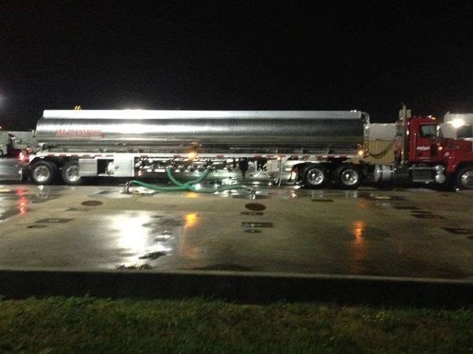Lee Transport night tanker unloading operation