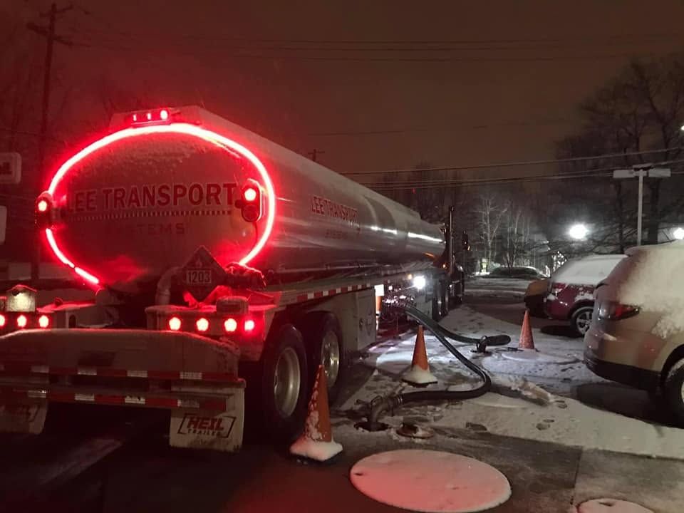 Lee Transport tanker in winter snow operation